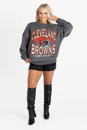 CLEVELAND BROWNS STAY COOL PREMIUM FLEECE CREWNECK PULLOVER BY RANDI MAHOMES