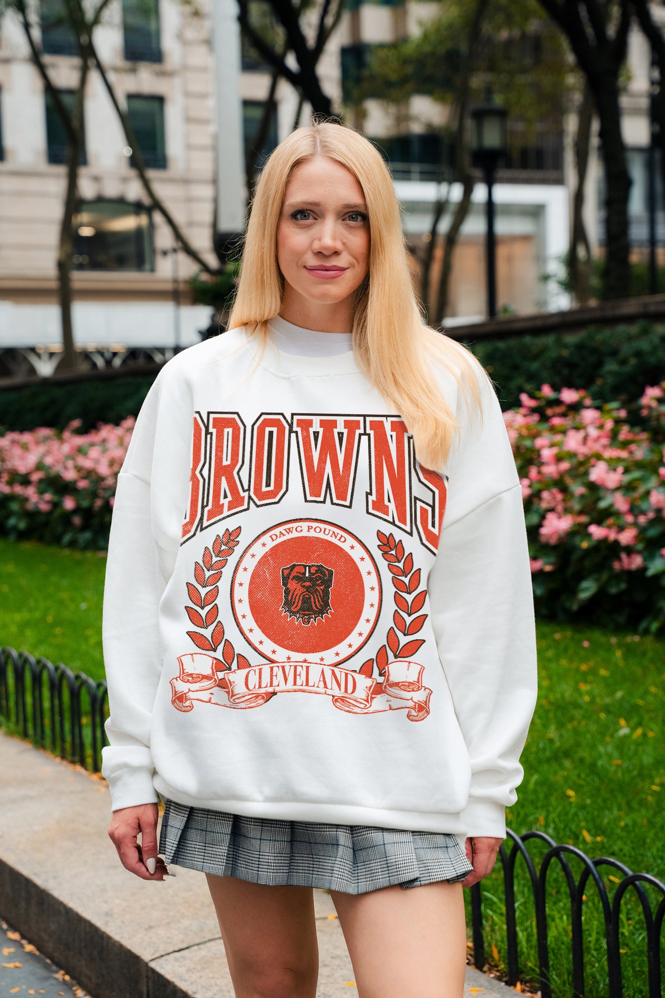 CLEVELAND BROWNS STAY COOL PREMIUM FLEECE CREWNECK PULLOVER