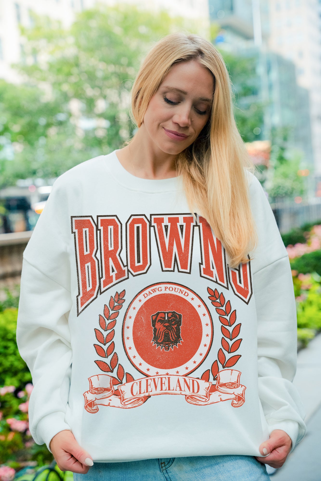 CLEVELAND BROWNS STAY COOL PREMIUM FLEECE CREWNECK PULLOVER