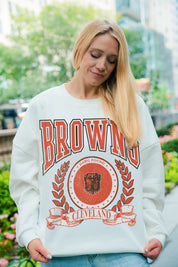CLEVELAND BROWNS STAY COOL PREMIUM FLEECE CREWNECK PULLOVER