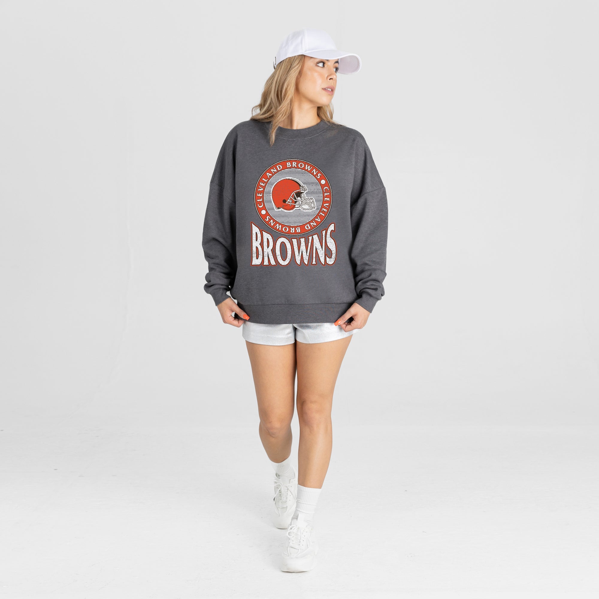 CLEVELAND BROWNS SATURDAY SEAL PREMIUM FLEECE DROP SHOULDER CREWNECK PULLOVER