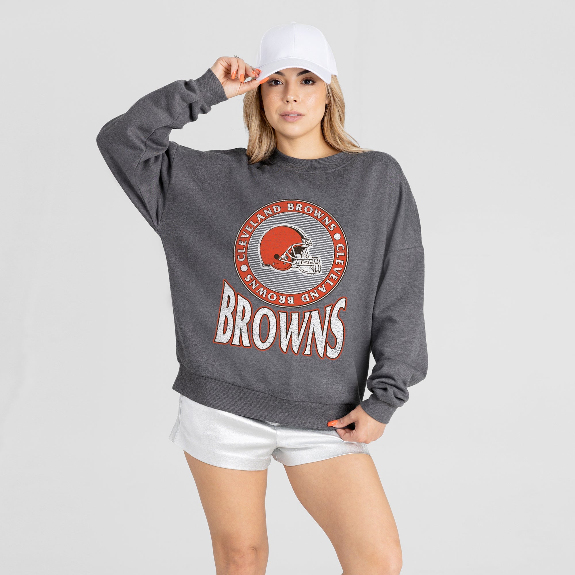 CLEVELAND BROWNS SATURDAY SEAL PREMIUM FLEECE DROP SHOULDER CREWNECK PULLOVER