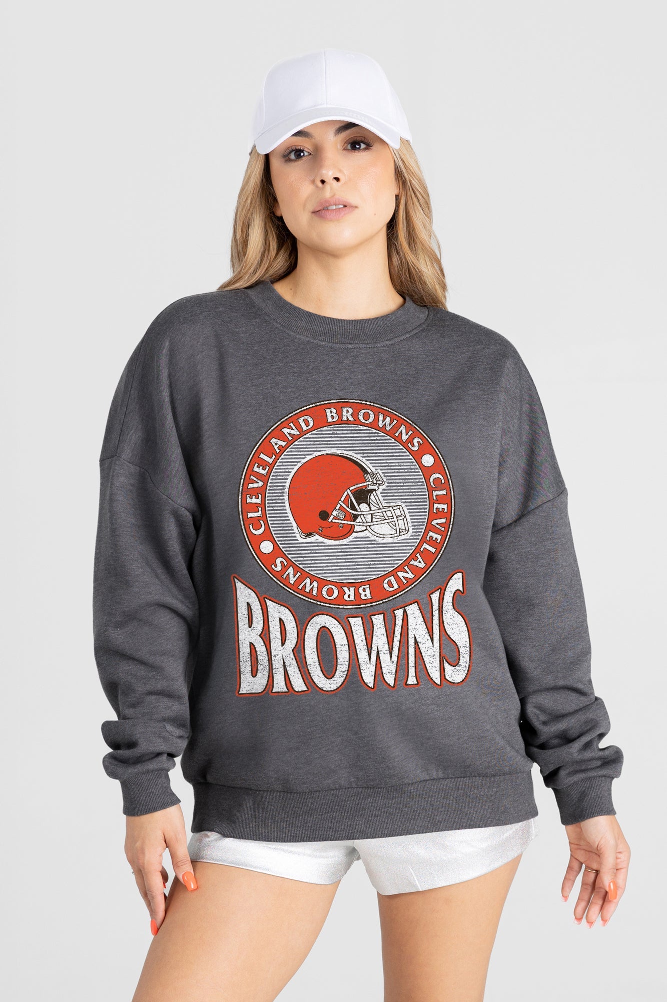 CLEVELAND BROWNS SATURDAY SEAL PREMIUM FLEECE DROP SHOULDER CREWNECK PULLOVER