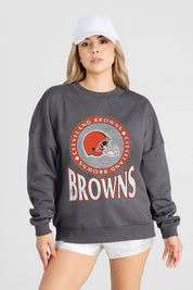 CLEVELAND BROWNS SATURDAY SEAL PREMIUM FLEECE DROP SHOULDER CREWNECK PULLOVER