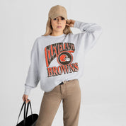 CLEVELAND BROWNS GAME ON PREMIUM FLEECE DROP SHOULDER CREWNECK PULLOVER