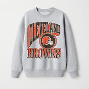 CLEVELAND BROWNS GAME ON PREMIUM FLEECE DROP SHOULDER CREWNECK PULLOVER