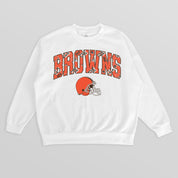 CLEVELAND BROWNS SWEET PLAY PREMIUM FLEECE DROP SHOULDER CREWNECK PULLOVER