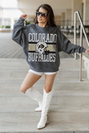 COLORADO BUFFALOES WILD TAILGATE PREMIUM FLEECE DROP SHOULDER CREWNECK PULLOVER