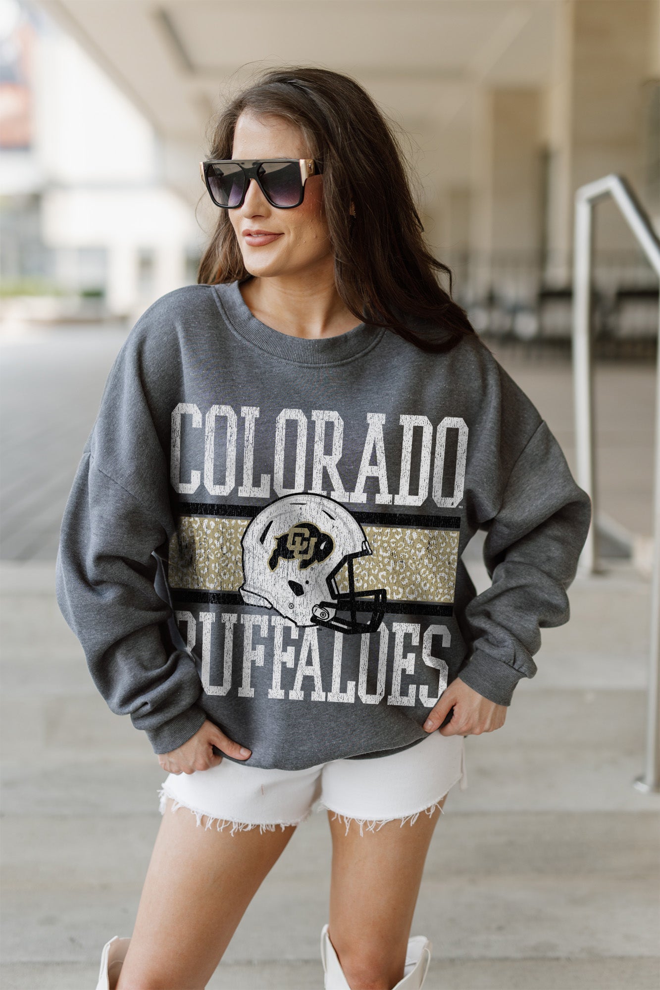 COLORADO BUFFALOES WILD TAILGATE PREMIUM FLEECE DROP SHOULDER CREWNECK PULLOVER