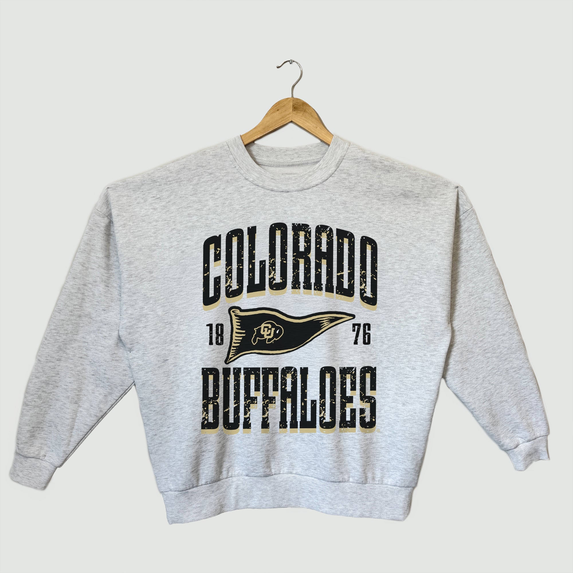 COLORADO BUFFALOES PENNANT PRIDE PREMIUM FLEECE DROP SHOULDER CREWNECK PULLOVER