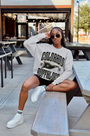 COLORADO BUFFALOES PENNANT PRIDE PREMIUM FLEECE DROP SHOULDER CREWNECK PULLOVER