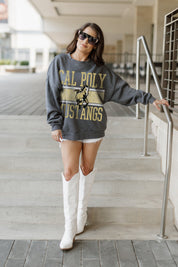 CAL POLY MUSTANGS WILD TAILGATE PREMIUM FLEECE DROP SHOULDER CREWNECK PULLOVER