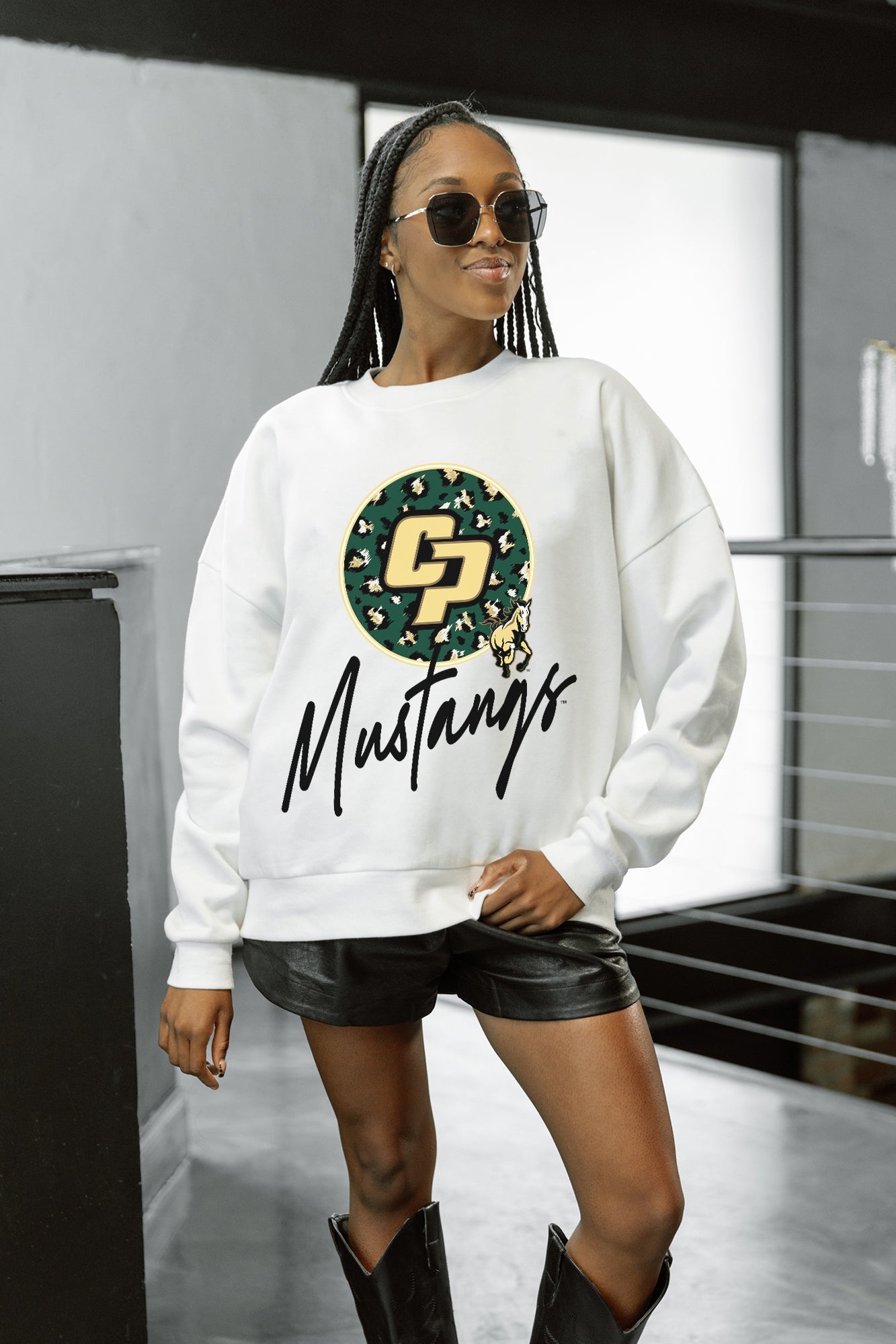 CAL POLY MUSTANGS WILD BREAKTHROUGH PREMIUM FLEECE CREWNECK PULLOVER