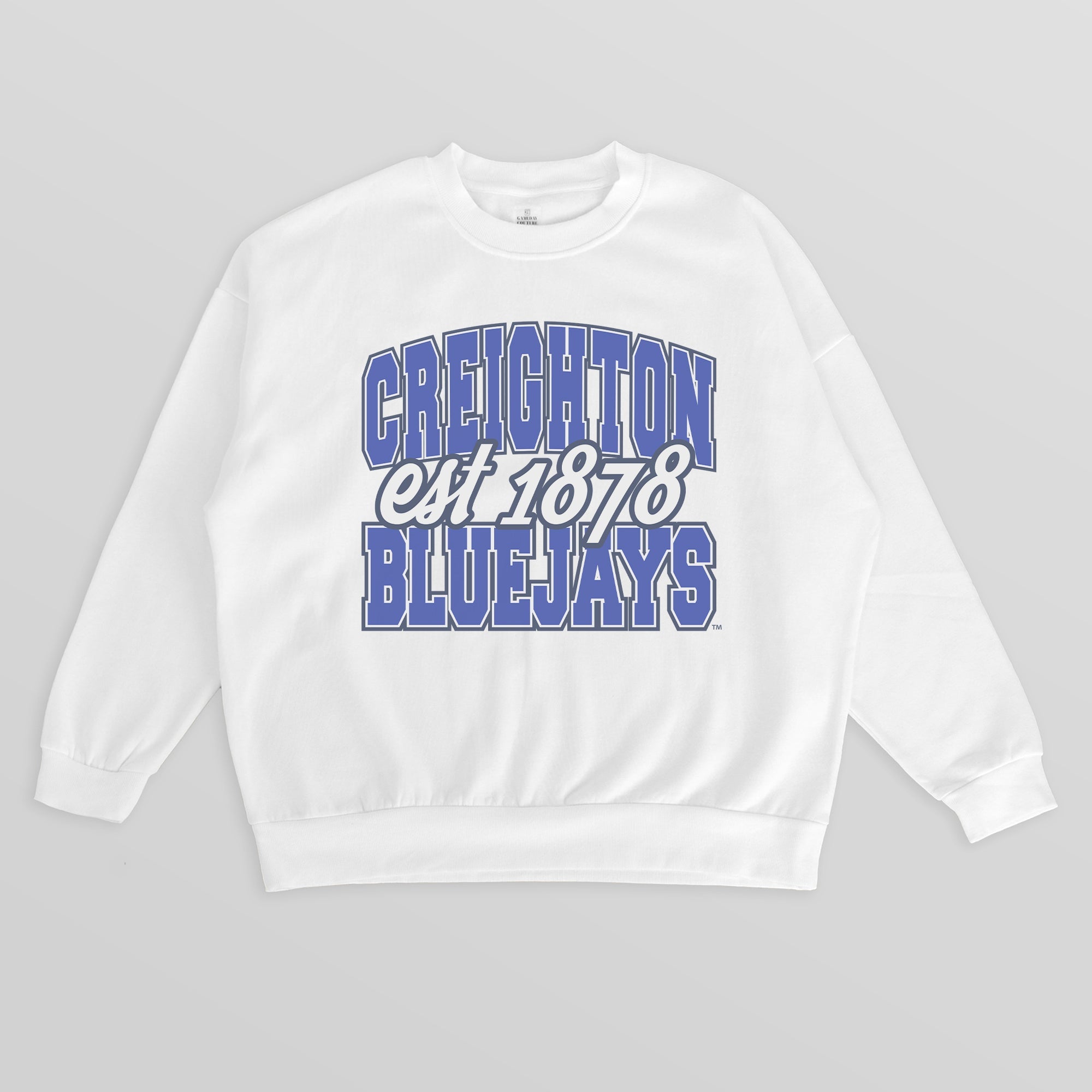 CREIGHTON BLUEJAYS FADED FORMATION PREMIUM FLEECE DROP SHOULDER CREWNECK PULLOVER