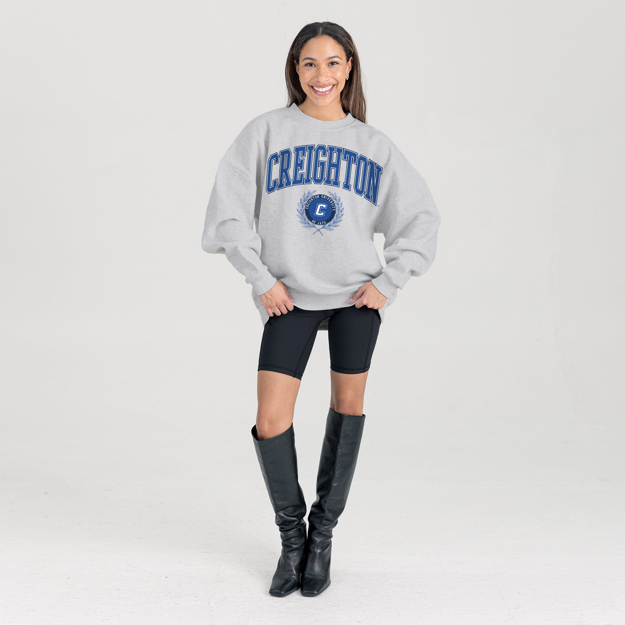 CREIGHTON BLUEJAYS TRADITION REFINED PREMIUM FLEECE CREWNECK PULLOVER