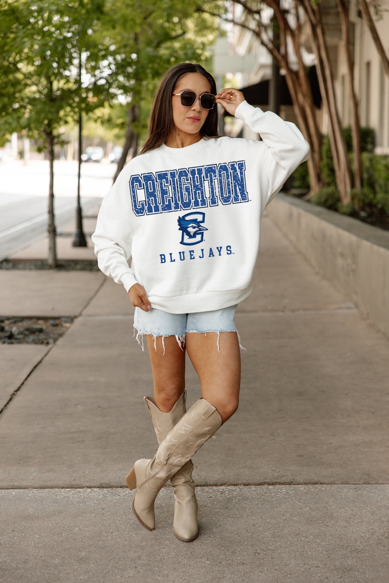 CREIGHTON BLUEJAYS FREESTYLE PREMIUM FLEECE CREWNECK PULLOVER