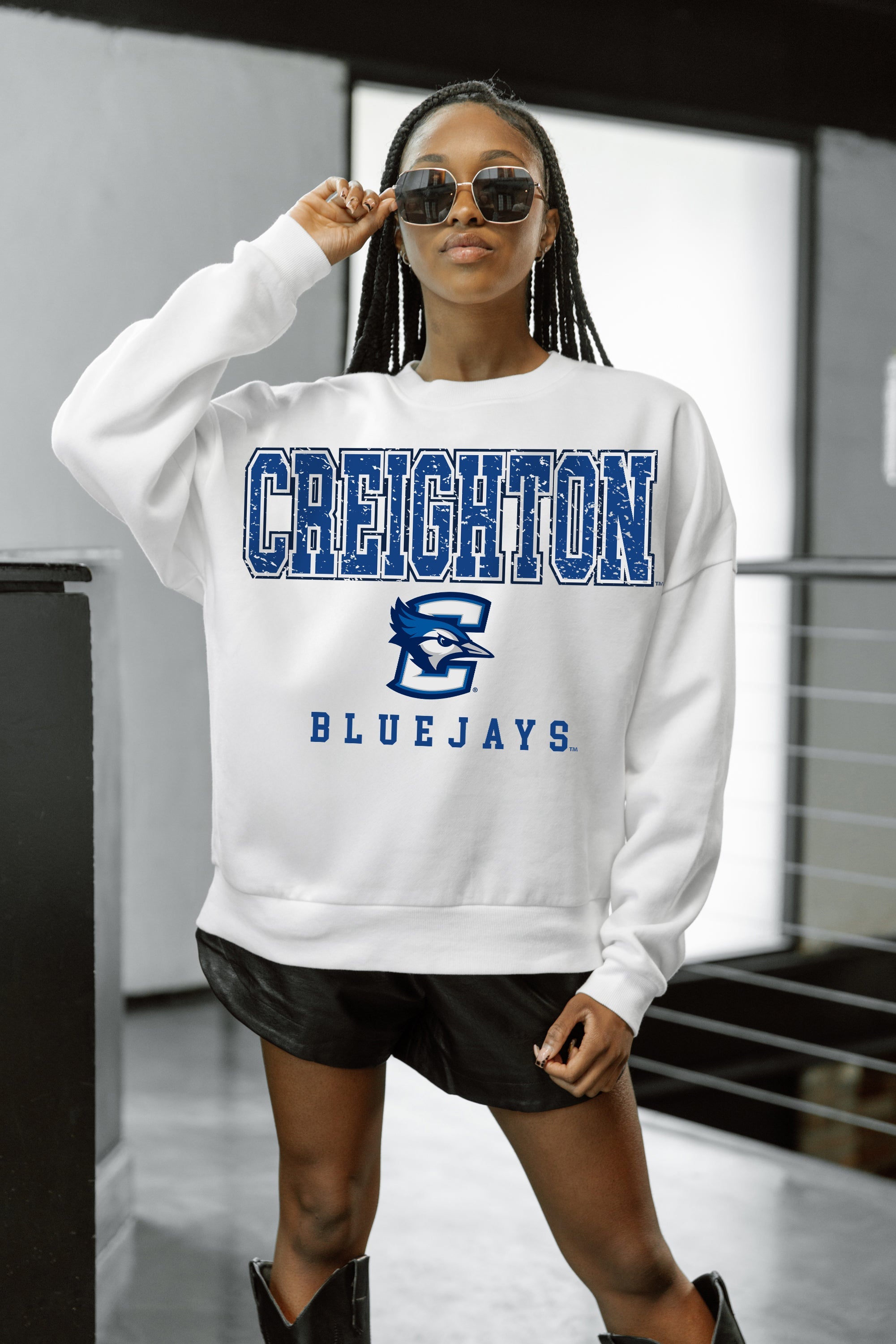 CREIGHTON BLUEJAYS FREESTYLE PREMIUM FLEECE CREWNECK PULLOVER