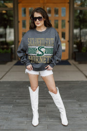 SACRAMENTO STATE HORNETS WILD TAILGATE PREMIUM FLEECE DROP SHOULDER CREWNECK PULLOVER