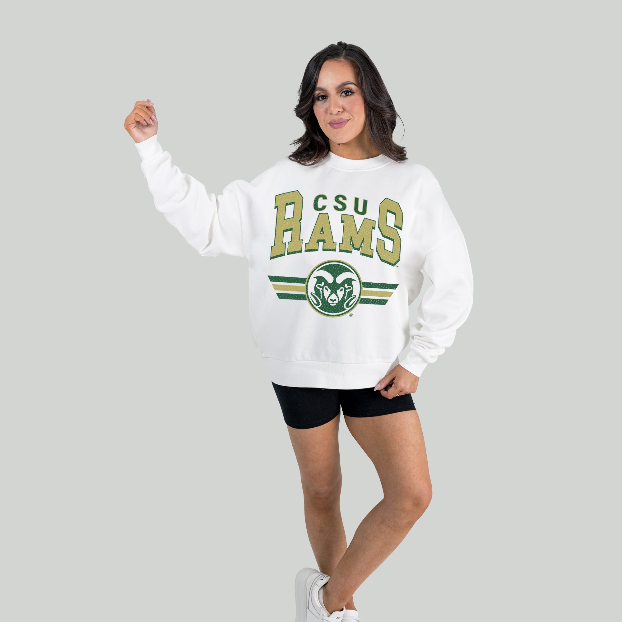 COLORADO STATE RAMS SWIFT STRIKE PREMIUM FLEECE DROP SHOULDER CREWNECK PULLOVER