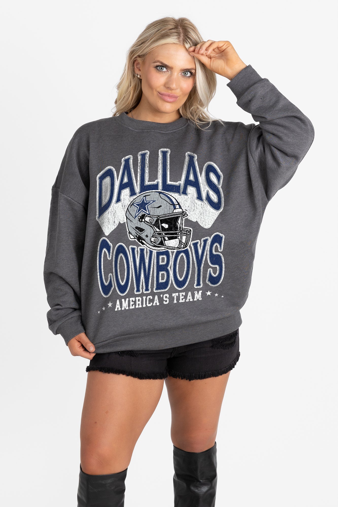 DALLAS COWBOYS STAY COOL PREMIUM FLEECE CREWNECK PULLOVER BY RANDI MAHOMES