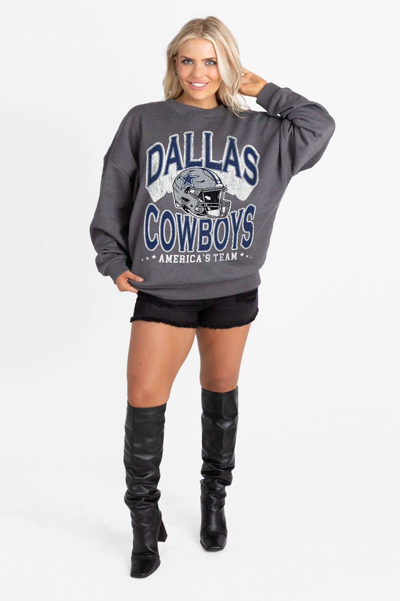 DALLAS COWBOYS STAY COOL PREMIUM FLEECE CREWNECK PULLOVER BY RANDI MAHOMES