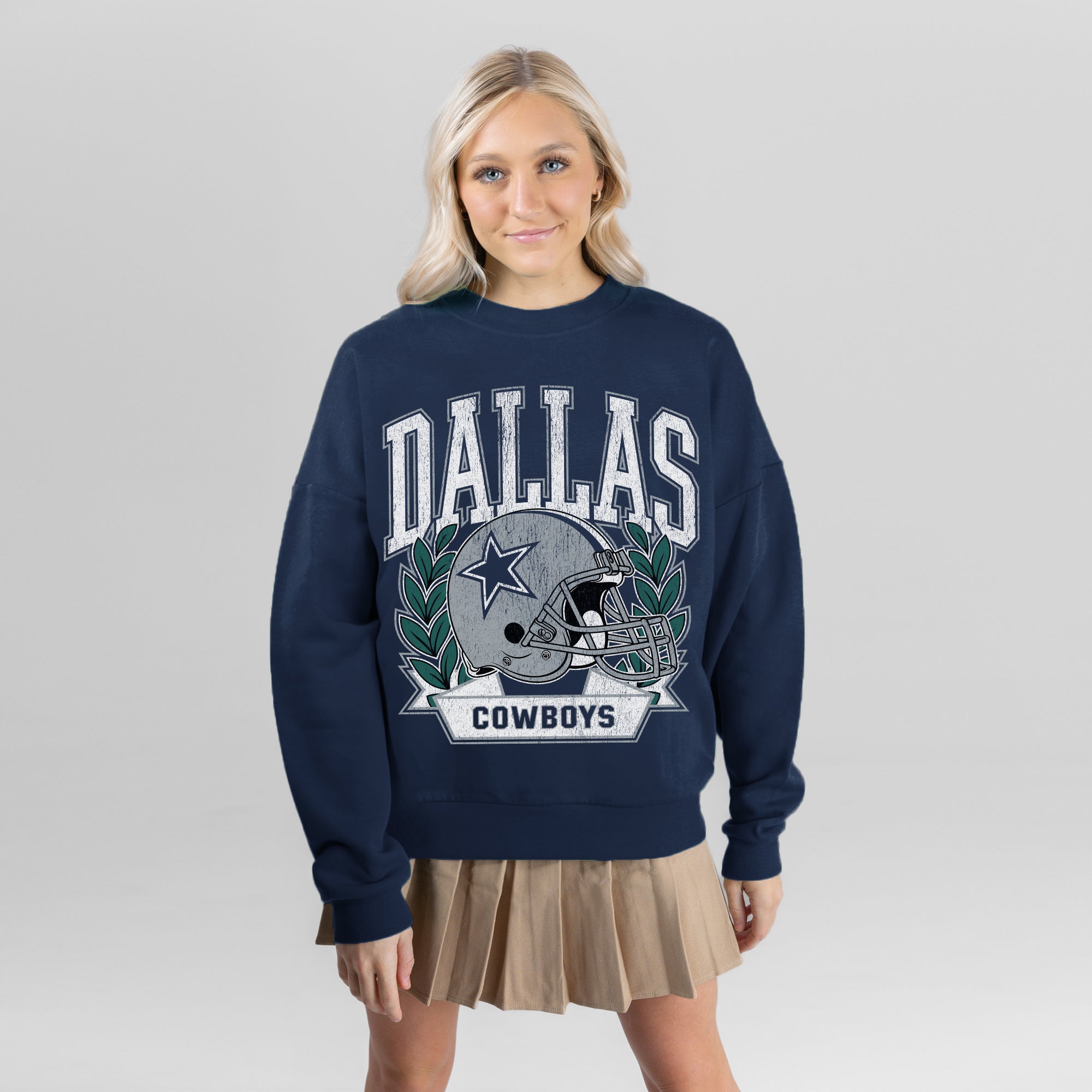 DALLAS COWBOYS CLASSIC ARCHIVES PREMIUM FLEECE DROP SHOULDER CREWNECK PULLOVER