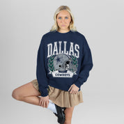 DALLAS COWBOYS CLASSIC ARCHIVES PREMIUM FLEECE DROP SHOULDER CREWNECK PULLOVER