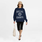DALLAS COWBOYS PRIME PLAY PREMIUM FLEECE DROP SHOULDER CREWNECK PULLOVER