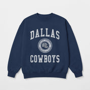 DALLAS COWBOYS PRIME PLAY PREMIUM FLEECE DROP SHOULDER CREWNECK PULLOVER