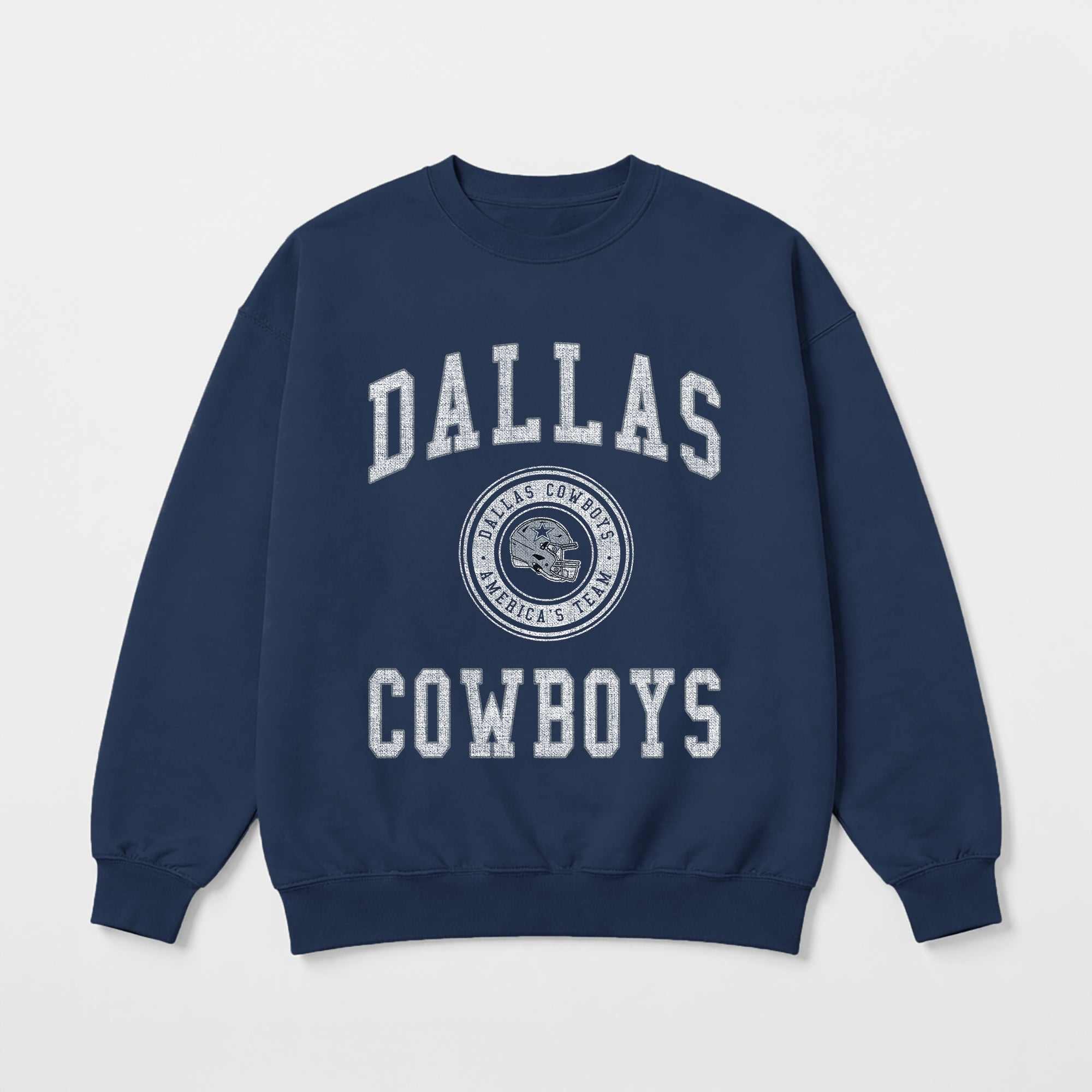 DALLAS COWBOYS PRIME PLAY PREMIUM FLEECE DROP SHOULDER CREWNECK PULLOVER