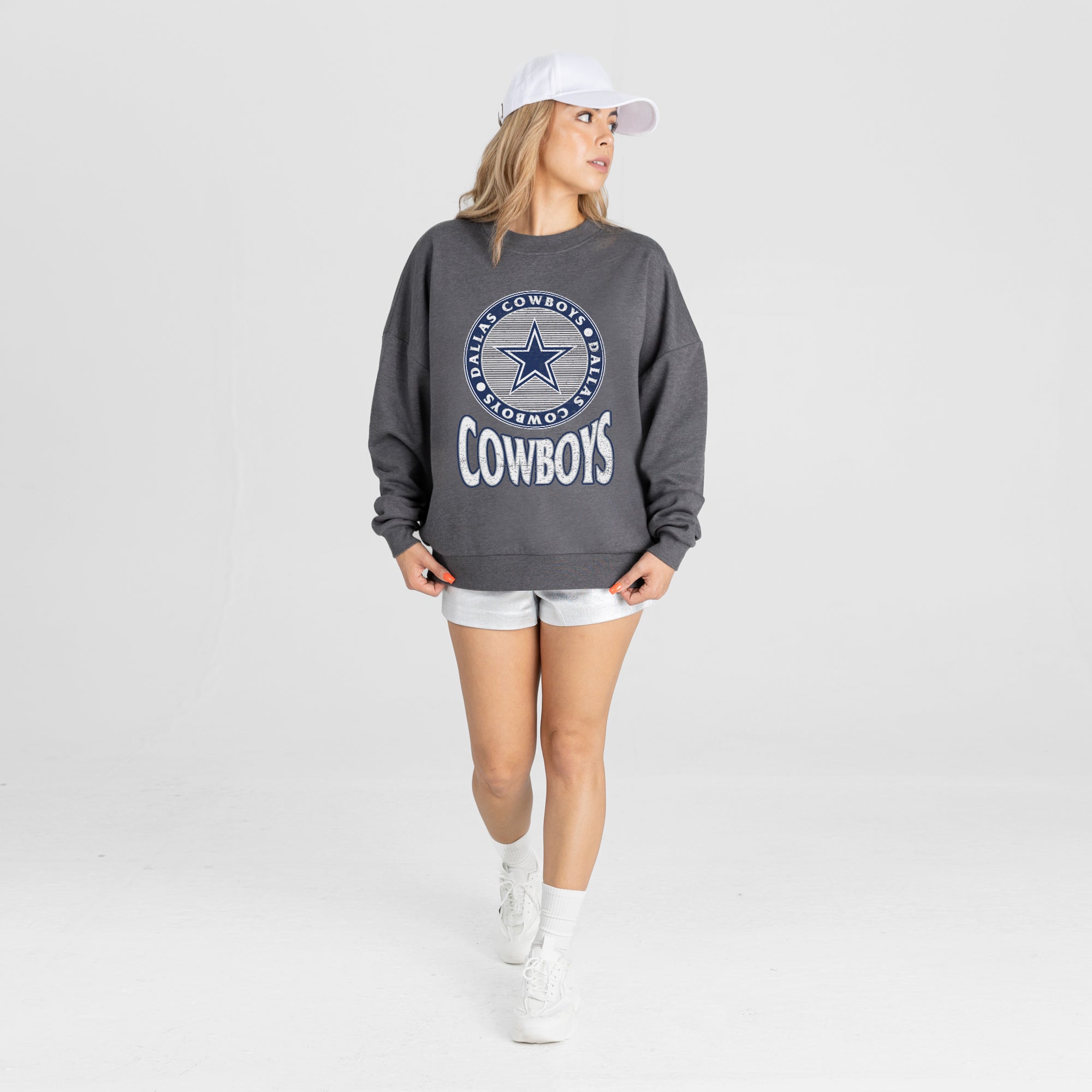 DALLAS COWBOYS SATURDAY SEAL PREMIUM FLEECE DROP SHOULDER CREWNECK PULLOVER