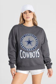 DALLAS COWBOYS SATURDAY SEAL PREMIUM FLEECE DROP SHOULDER CREWNECK PULLOVER
