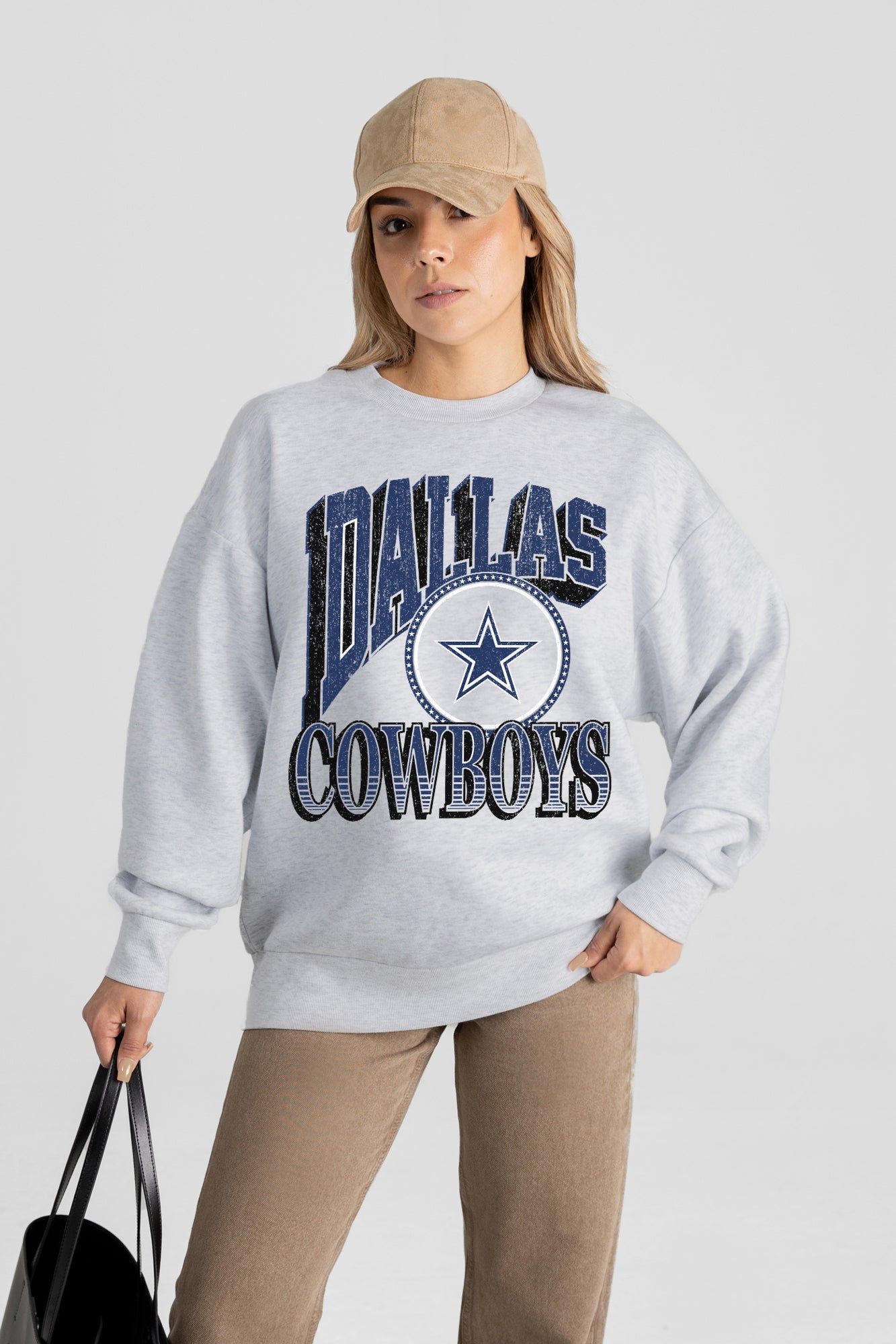 DALLAS COWBOYS GAME ON PREMIUM FLEECE DROP SHOULDER CREWNECK PULLOVER