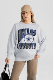DALLAS COWBOYS GAME ON PREMIUM FLEECE DROP SHOULDER CREWNECK PULLOVER