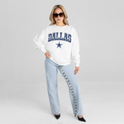 DALLAS COWBOYS SWEET PLAY PREMIUM FLEECE DROP SHOULDER CREWNECK PULLOVER