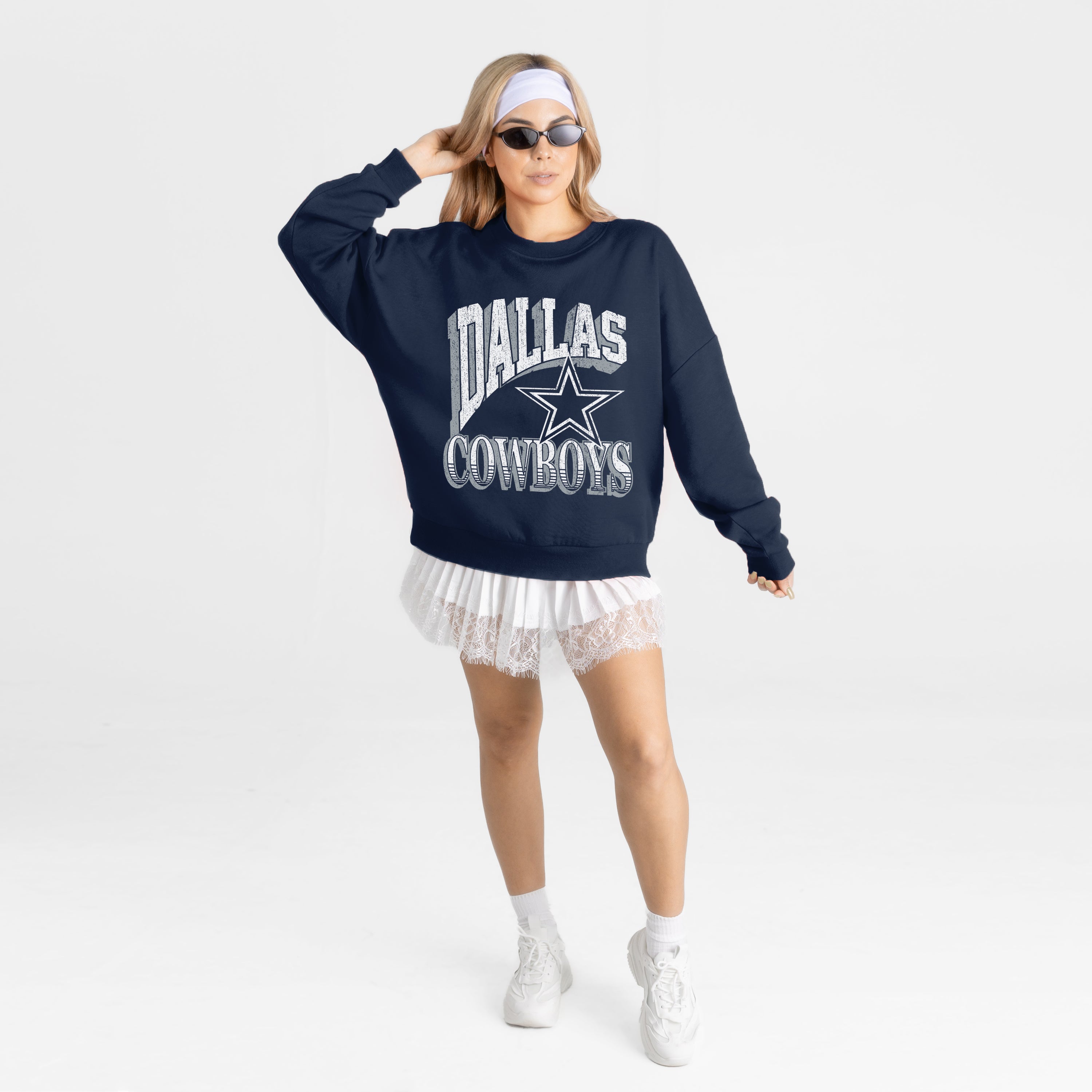 DALLAS COWBOYS MAIN CHARACTER PREMIUM FLEECE DROP SHOULDER CREWNECK PULLOVER