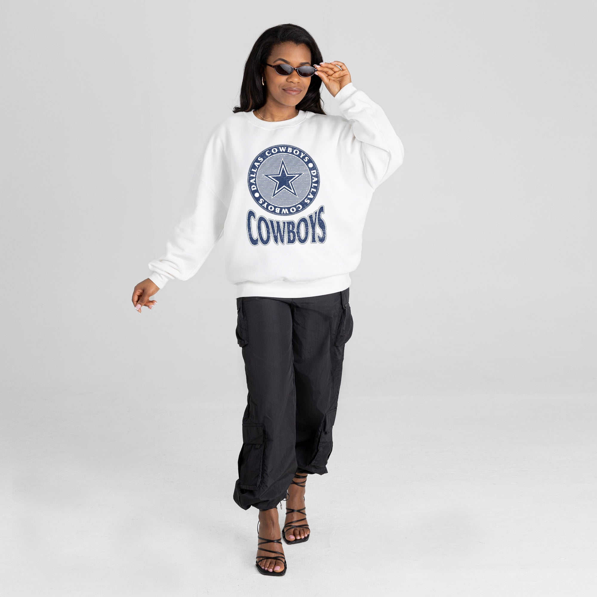 DALLAS COWBOYS ENDZONE PREMIUM FLEECE DROP SHOULDER CREWNECK PULLOVER
