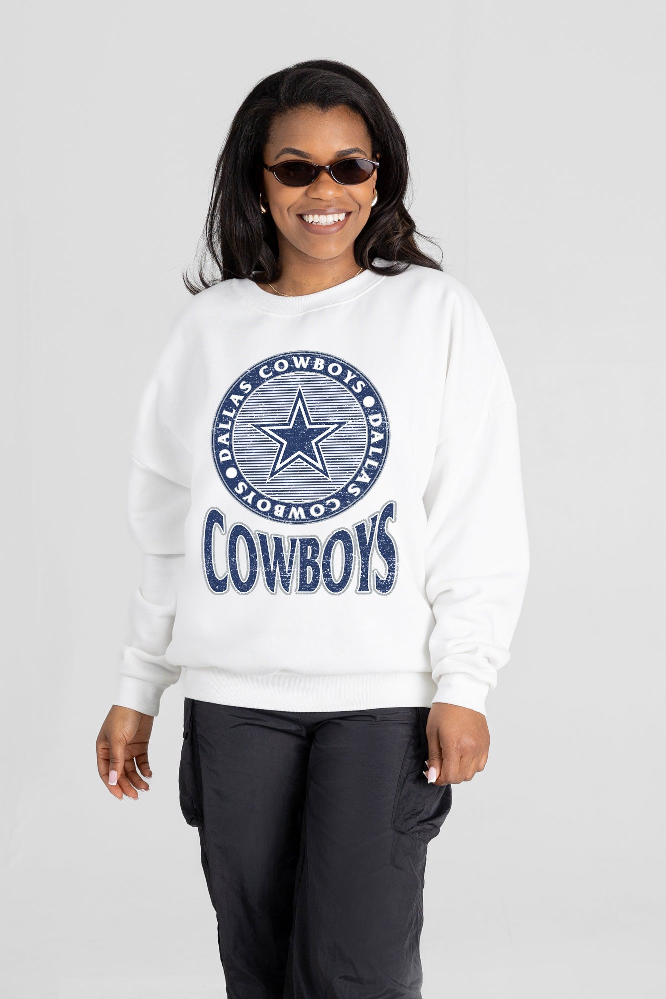 DALLAS COWBOYS ENDZONE PREMIUM FLEECE DROP SHOULDER CREWNECK PULLOVER