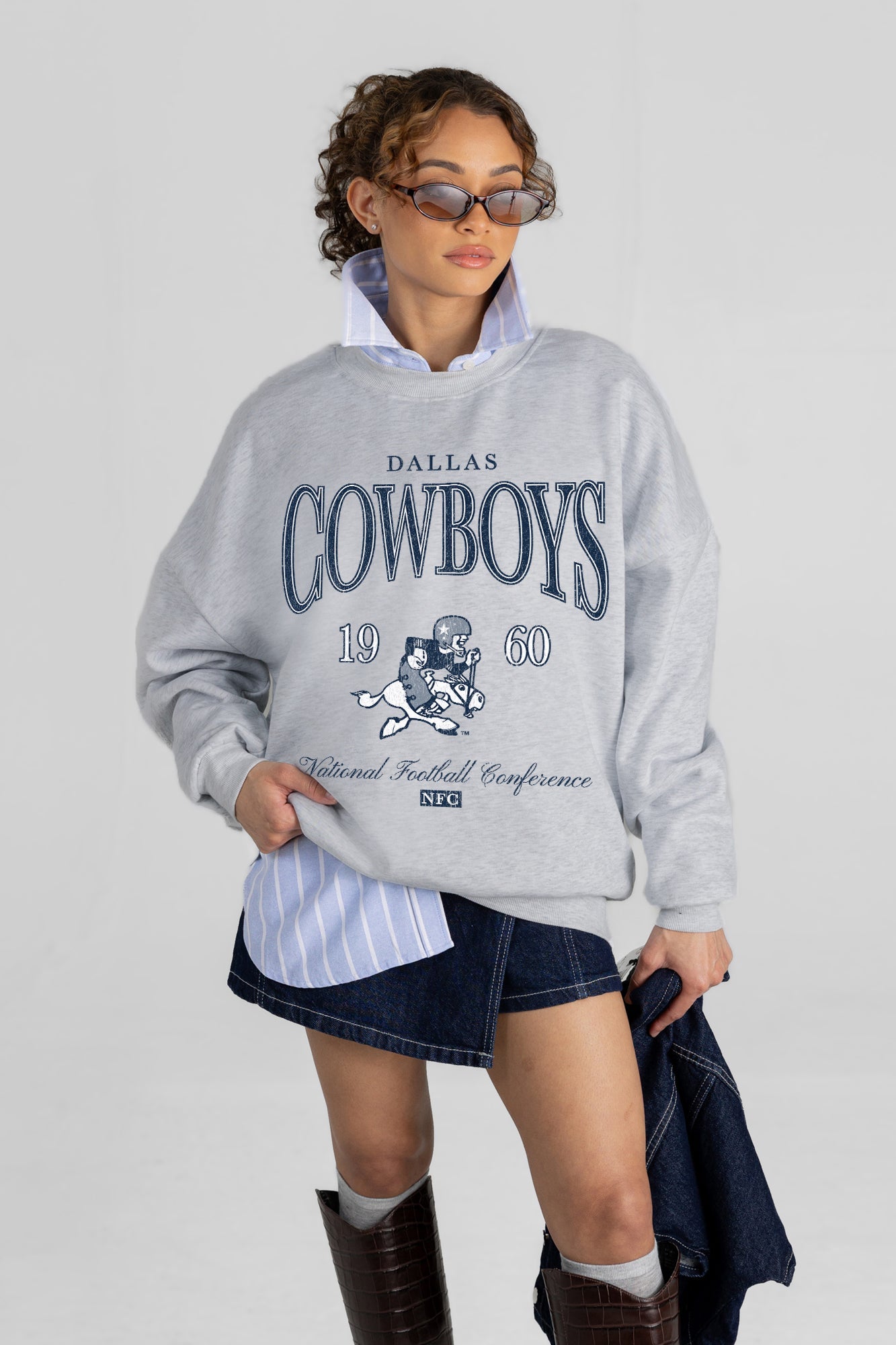 DALLAS COWBOYS INSTANT CLASSIC PREMIUM FLEECE DROP SHOULDER CREWNECK PULLOVER