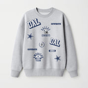 DALLAS COWBOYS ALL IN REPEAT PREMIUM FLEECE DROP SHOULDER CREWNECK PULLOVER