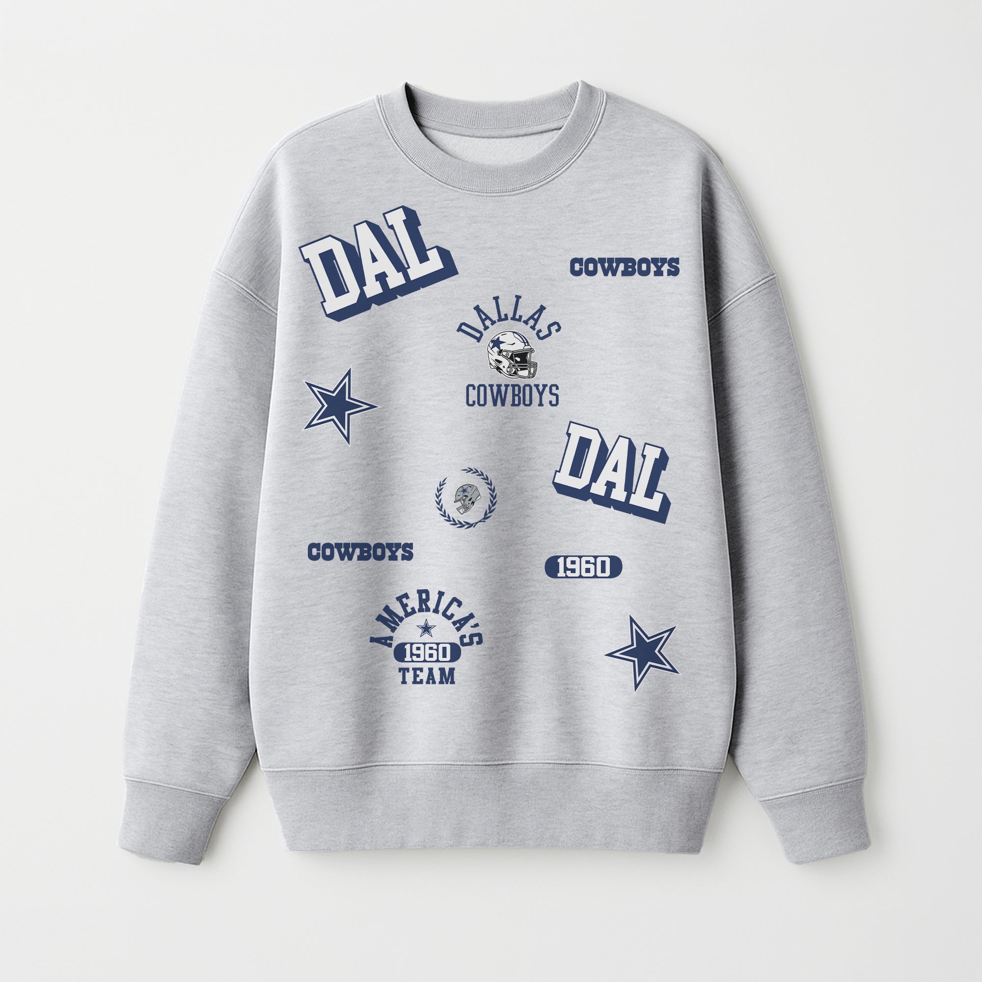 DALLAS COWBOYS ALL IN REPEAT PREMIUM FLEECE DROP SHOULDER CREWNECK PULLOVER