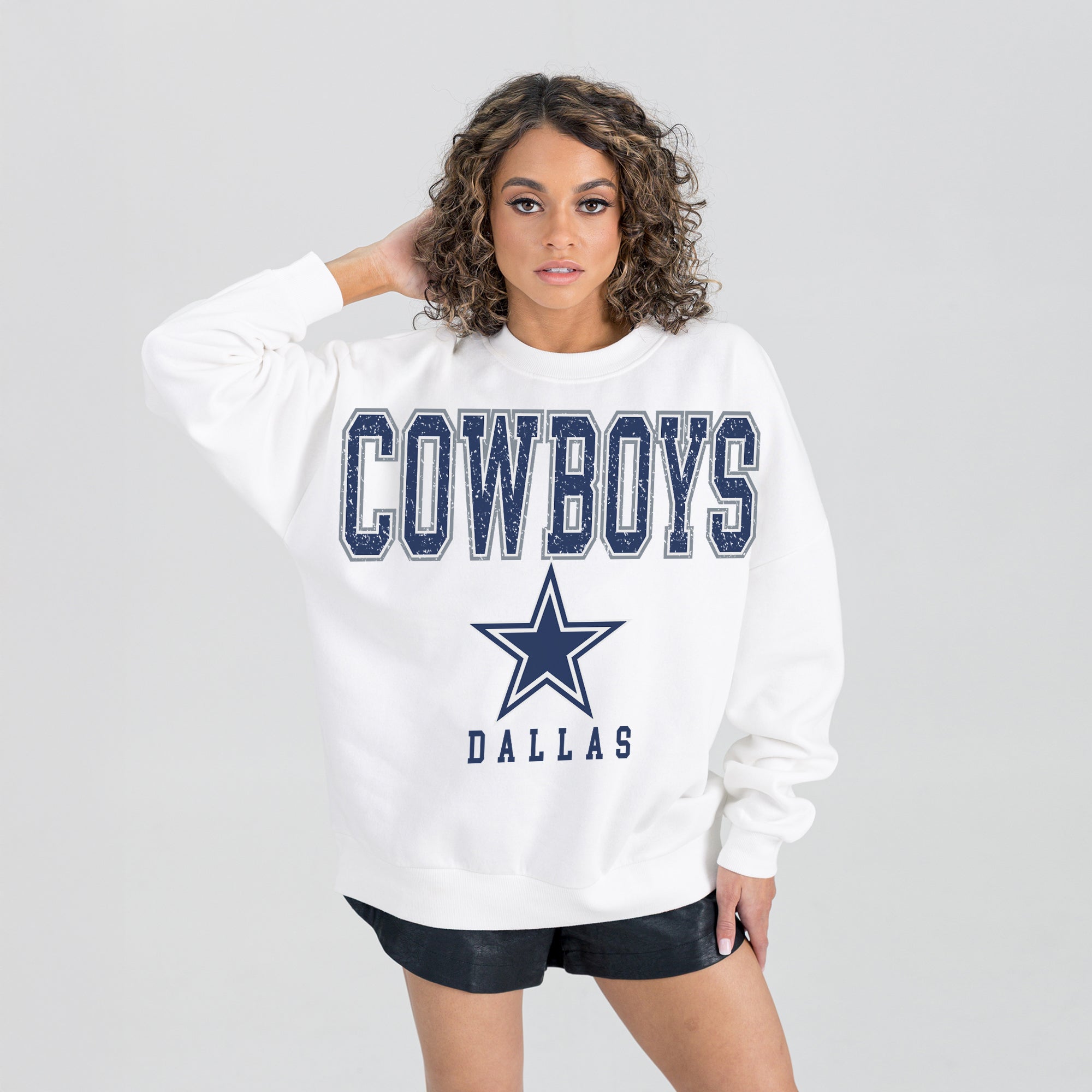 DALLAS COWBOYS Sunday Drives Fleece Crewneck Pullover