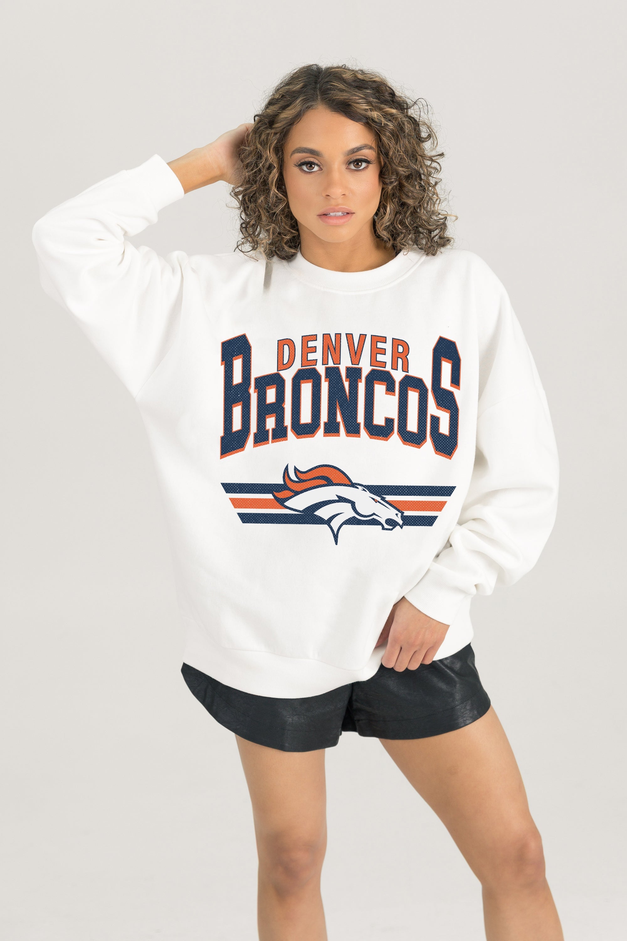 DENVER BRONCOS SWIFT STRIKE PREMIUM FLEECE CREWNECK PULLOVER