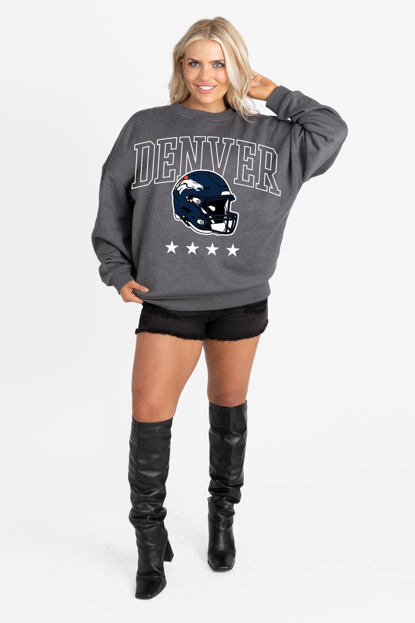 DENVER BRONCOS RISING STAR PREMIUM FLEECE CREWNECK PULLOVER