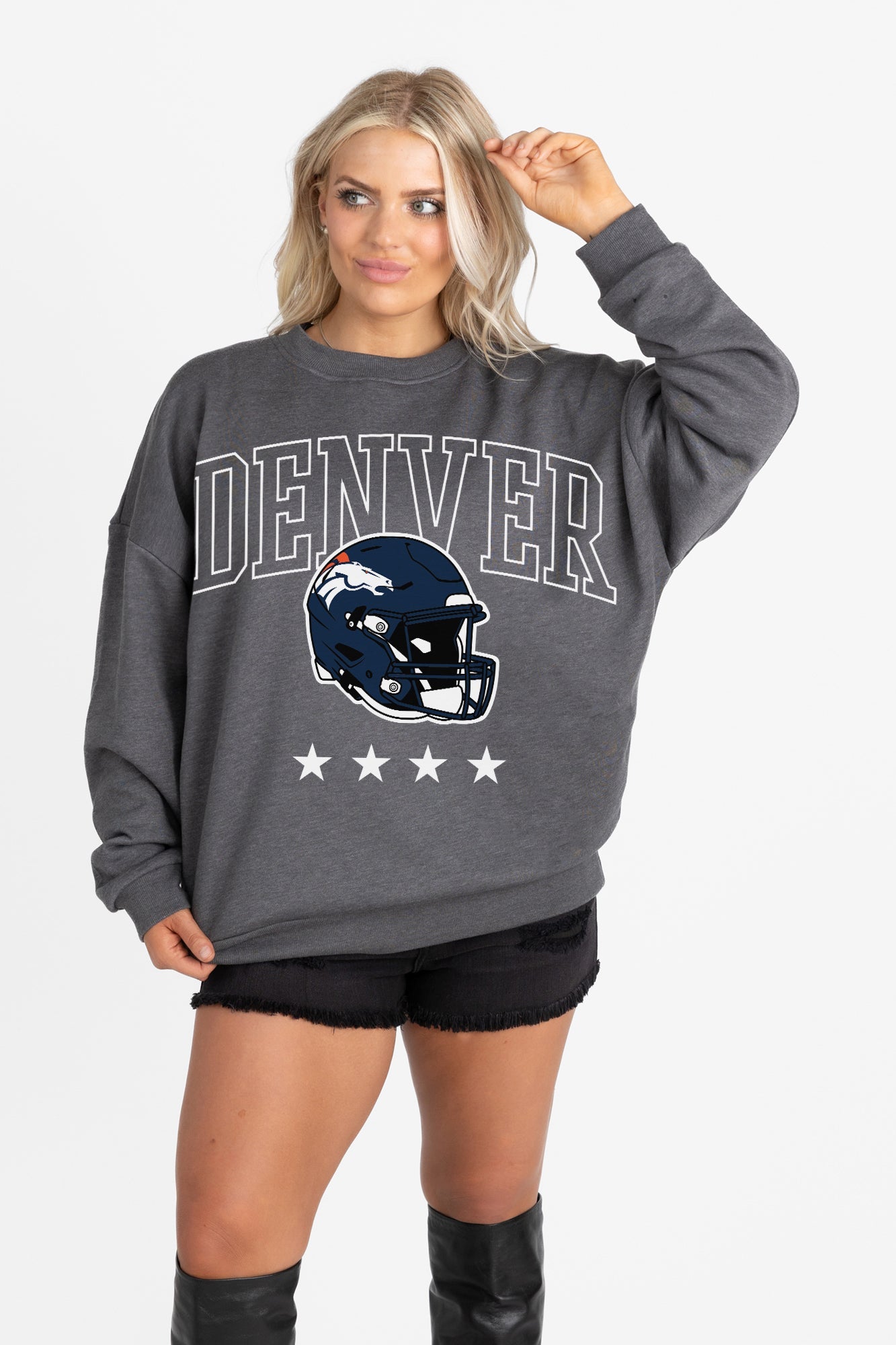 DENVER BRONCOS RISING STAR PREMIUM FLEECE CREWNECK PULLOVER