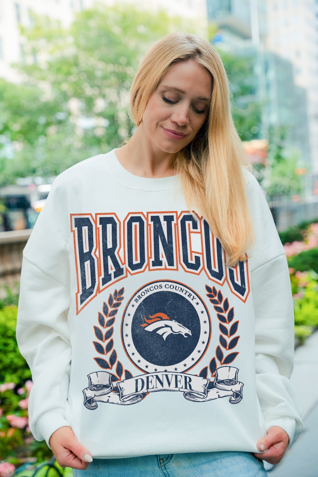 DENVER BRONCOS STAY COOL PREMIUM FLEECE CREWNECK PULLOVER
