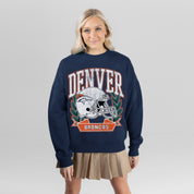 DENVER BRONCOS CLASSIC ARCHIVES PREMIUM FLEECE DROP SHOULDER CREWNECK PULLOVER