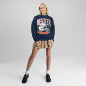 DENVER BRONCOS CLASSIC ARCHIVES PREMIUM FLEECE DROP SHOULDER CREWNECK PULLOVER