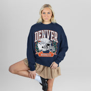 DENVER BRONCOS CLASSIC ARCHIVES PREMIUM FLEECE DROP SHOULDER CREWNECK PULLOVER