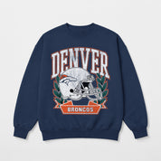 DENVER BRONCOS CLASSIC ARCHIVES PREMIUM FLEECE DROP SHOULDER CREWNECK PULLOVER